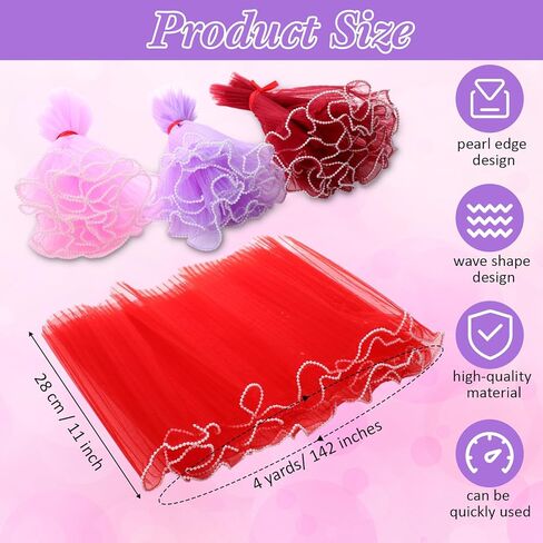FunooFuno 12 Pcs Flower Wrapping Mesh Paper 11 Inch x 4 Yard Pearl Edge Wrinkled Floral Packaging Mesh Florist Supplies for Teacher Graduation Gift Wedding Bouquet Wrapping Supplies in Kuwait