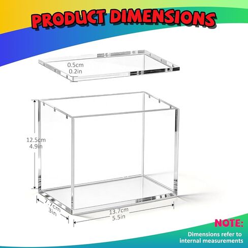 Acrylic Display Case Protector for PKMN Booster Box, 5 + 8mm Ultra Thick Clear Card Storage Box with Magnetic Lid & UV Protection, Compatible with PKMN Booster Boxes, Internal Size:5.5"x3"x4.9" in Kuwait