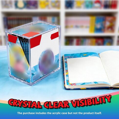 Acrylic Display Case Protector for PKMN Booster Box, 5 + 8mm Ultra Thick Clear Card Storage Box with Magnetic Lid & UV Protection, Compatible with PKMN Booster Boxes, Internal Size:5.5"x3"x4.9" in Kuwait