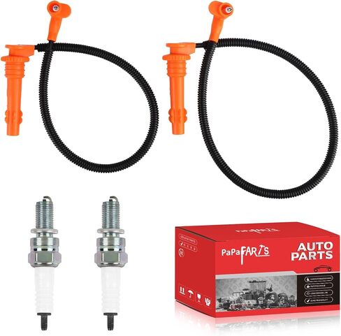 PAPAPARTS Spark Plug وSpark Plug Wire مع غطاء متوافق مع Polaris Ranger XP 900 2014-2019، لـ Ranger Crew 900 2014-2019، لـ XP 1000 17، لـ Polaris General XP 4 1000 2016-2023 مجموعة من 2 in Kuwait