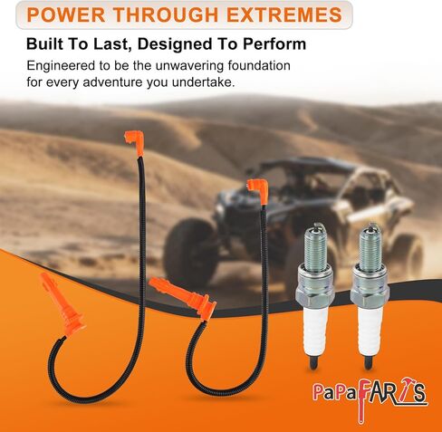 PAPAPARTS Spark Plug وSpark Plug Wire مع غطاء متوافق مع Polaris Ranger XP 900 2014-2019، لـ Ranger Crew 900 2014-2019، لـ XP 1000 17، لـ Polaris General XP 4 1000 2016-2023 مجموعة من 2 in Kuwait