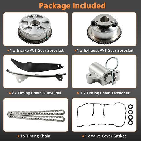 24321-2E010 24370-2E020 24350-2E700 Timing Chain Kit with VVT Camshaft Sprocket, Intake & Exhaust Sprocket and Valve Cover Gasket for Hyundai Elantra, Kona, Veloster, for Kia Forte, SOUL 2.0L in Kuwait