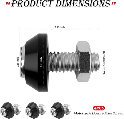 4PCS Motorcycle License Plate Screws Kit,Sturdy Motorcycle License Plate Bolts for Fastening & Decorating Licenses Plates,Unique Car & Motorcycles Screws for Licenses Plates in Kuwait