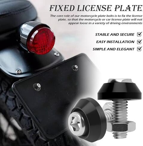 4PCS Motorcycle License Plate Screws Kit,Sturdy Motorcycle License Plate Bolts for Fastening & Decorating Licenses Plates,Unique Car & Motorcycles Screws for Licenses Plates in Kuwait