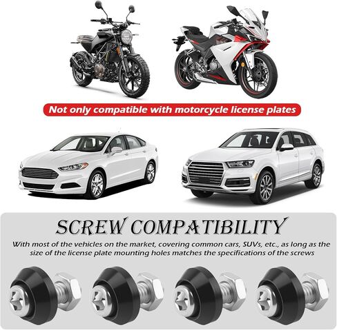 4PCS Motorcycle License Plate Screws Kit,Sturdy Motorcycle License Plate Bolts for Fastening & Decorating Licenses Plates,Unique Car & Motorcycles Screws for Licenses Plates in Kuwait