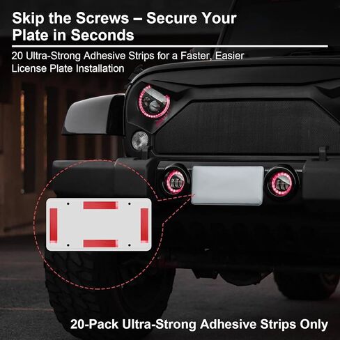 20-Pack Double-Sided Foam Adhesive Pads for License Plates – Heavy-Duty Hold, Waterproof, Heat-Resistant, Easy Tear Tab, Peel & Stick in Kuwait