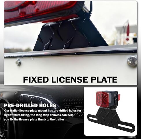 Aluminum Boat Trailer License Plate Bracket with Light Mount Hole,Adjustable RV License Plate Holder Kit with Reflective Strip/Screws/Nuts,Durable Boat Trailer Licenses Plates Holder in Kuwait