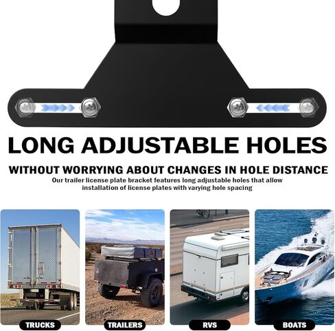 Aluminum Boat Trailer License Plate Bracket with Light Mount Hole,Adjustable RV License Plate Holder Kit with Reflective Strip/Screws/Nuts,Durable Boat Trailer Licenses Plates Holder in Kuwait