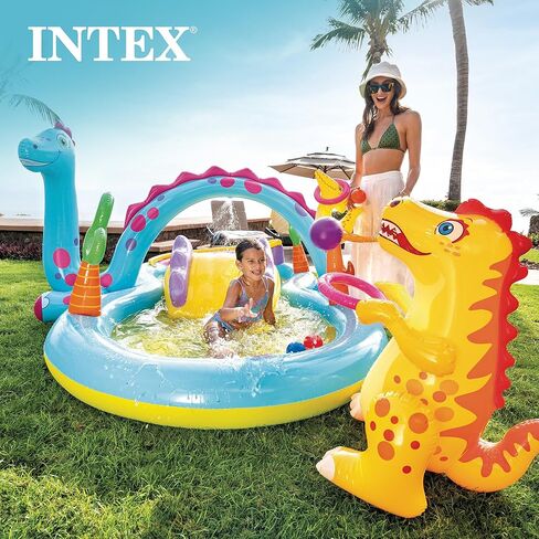 Intex 11 by 7.5 Foot by 44 Inch Dinoland Play Center Kiddie Swimming Pool with Intex 120 Volt Quick Fill AC Corded Electric Air Pump in Kuwait