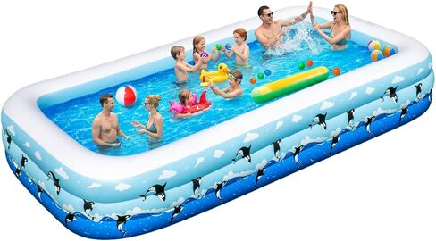 Large Inflatable Swimming Pool 145" x 74" x 22" Family Size Blow Up Pool for Adults & Kids, Oversized Backyard Kiddie Pool for Outdoor, Garden, Summer Water Party in Kuwait