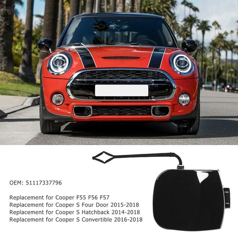 Tow Hook Cover 51117337796 Accessories, Front Bumper Tow Hook Cover Replacement for F55 F56 F57 S Four Door Hatchback Convertible Car in Kuwait