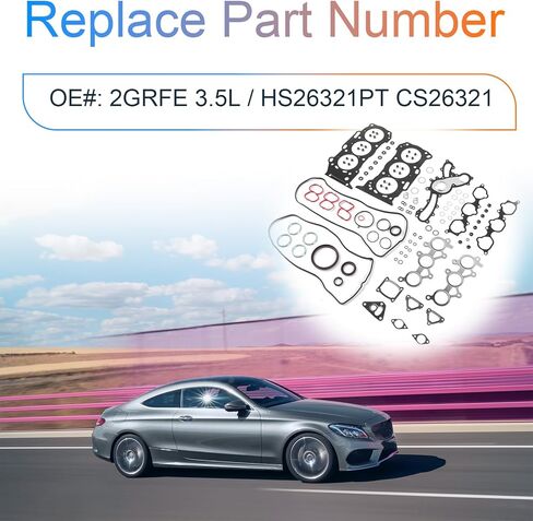 2GRFE 3.5L Engine Cylinder Head Gasket Set Fits for Lexus ES350 RX350 RX450h, for Toyota Avalon Camry Highlander Sienna Venza RAV4 3.5L OE HS26321PT CS26321 in Kuwait