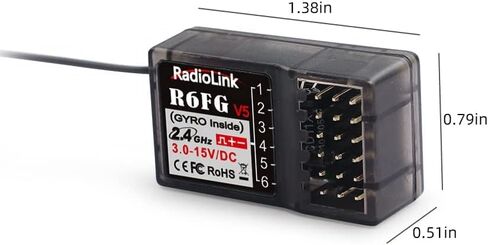 جهاز استقبال جيروسكوبي DTXMX Radiolink R6FG 6 قنوات 2.4 جيجا هرتز يعمل مع جهاز إرسال جهاز التحكم عن بعد RC4GS V3/RC4GS V2/RC6GS V3/RC6GS V2/RC8X، للسيارات والقوارب RC in Kuwait