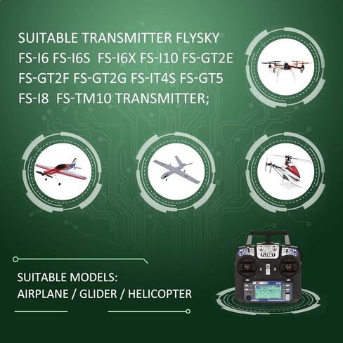 جهاز استقبال Goolsky Flysky FS-iA10B 10 قنوات 2.4 جيجا هرتز AFHDS 2A جهاز استقبال متوافق مع Flysky FS-i6 FS-i6S FS-i6X FS-i10 RC جهاز إرسال لطائرة هليكوبتر بدون طيار RC in Kuwait