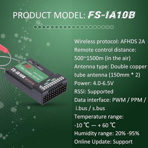 جهاز استقبال Goolsky Flysky FS-iA10B 10 قنوات 2.4 جيجا هرتز AFHDS 2A جهاز استقبال متوافق مع Flysky FS-i6 FS-i6S FS-i6X FS-i10 RC جهاز إرسال لطائرة هليكوبتر بدون طيار RC in Kuwait