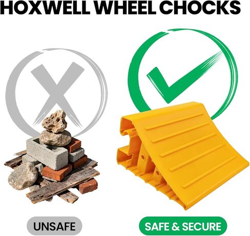 HOXWELL زوج واحد من ثقوب العجلات الأوسع مع حبل لمقطورات السفر، شوكة عجلة صفراء غير قابلة للانزلاق، سدادات عجلات خفيفة الوزن للسيارات والشاحنات RVs، سهلة الحمل، عبوتان in Kuwait