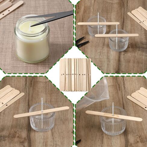 100 Pcs Candle Wick Holders Wooden Candle Wick Centering Devices Bars Wax Stick Clips Center Tool for DIY Wax Crafting Material Supplies in Kuwait