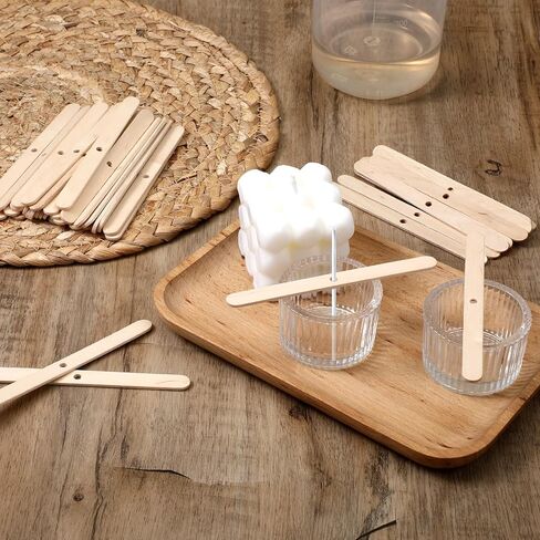100 Pcs Candle Wick Holders Wooden Candle Wick Centering Devices Bars Wax Stick Clips Center Tool for DIY Wax Crafting Material Supplies in Kuwait