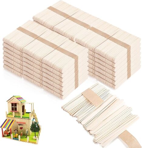 2500Pcs Wooden Popsicle Sticks for Crafts, 4.5" Wide Wooden Craft Sticks, Lollipop Sticks for Creative Designs, Home Art Projects, DIY Wood Crafts, Hair Removal and Waxing Supplies, Ice Pop Sticks in Kuwait