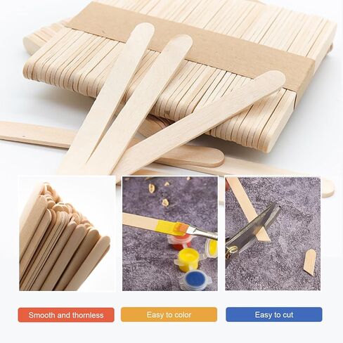 2500Pcs Wooden Popsicle Sticks for Crafts, 4.5" Wide Wooden Craft Sticks, Lollipop Sticks for Creative Designs, Home Art Projects, DIY Wood Crafts, Hair Removal and Waxing Supplies, Ice Pop Sticks in Kuwait