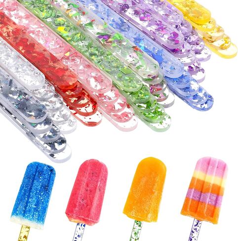 50PCS Acrylic Popsicle Sticks, 10 Colors Reusable Cakesicle Sticks, Glitter Ice Pop Stick for Cake, Candy, Dessert, Gifts, Party Craft, Art Projects (4.5 Inch) in Kuwait