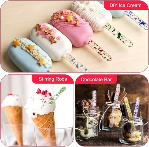 50PCS Acrylic Popsicle Sticks, 10 Colors Reusable Cakesicle Sticks, Glitter Ice Pop Stick for Cake, Candy, Dessert, Gifts, Party Craft, Art Projects (4.5 Inch) in Kuwait