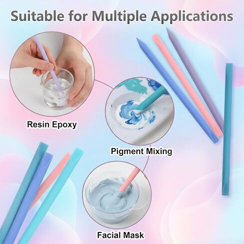 6PCS Silicone Stir Sticks for Resin, Reusable Resin Stir Sticks for Paint, Arts, Crafts, Facial Masks 6 Colors Mixing Stick Silicone Stick in Kuwait