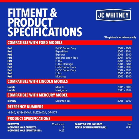 JC Whitney JFBAJCWOIP00117 Engine Oil Pump - Compatible with Ford F-150 2004-2010, F-250 Super Duty 2004-2010, F-350 Super Duty 2004-2010, Explorer 2006-2010 - 4.6L 5.4L in Kuwait