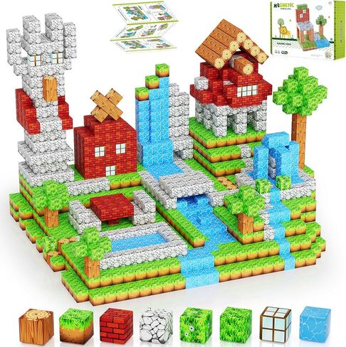 Magnetic Blocks 103PCS 1 inch Magnetic Building Blocks, Magnet Tiles Stacking Cubes Toy for Kids Build Forest World Set, STEM Game Toys for Boys Girls Age 3 4 5 6 7 8 Year Old Christmas Birthday Gifts in Kuwait