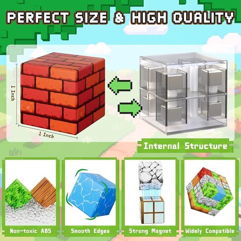 Magnetic Blocks 103PCS 1 inch Magnetic Building Blocks, Magnet Tiles Stacking Cubes Toy for Kids Build Forest World Set, STEM Game Toys for Boys Girls Age 3 4 5 6 7 8 Year Old Christmas Birthday Gifts in Kuwait