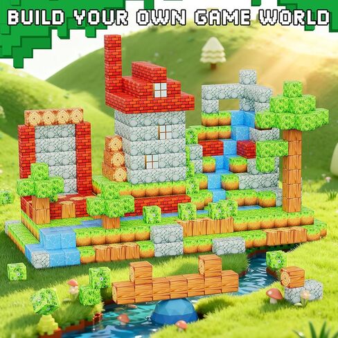 Magnetic Blocks 103PCS 1 inch Magnetic Building Blocks, Magnet Tiles Stacking Cubes Toy for Kids Build Forest World Set, STEM Game Toys for Boys Girls Age 3 4 5 6 7 8 Year Old Christmas Birthday Gifts in Kuwait