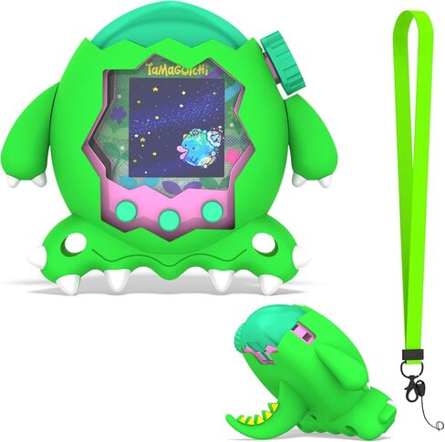 OAJ Silicone case for Tamagotchi Paradise Interactive Toy Digital Pet with Lanyard , Cute Dinosaur Cover Compatible with Tamagotchi Paradise Electronic Pet. in Kuwait