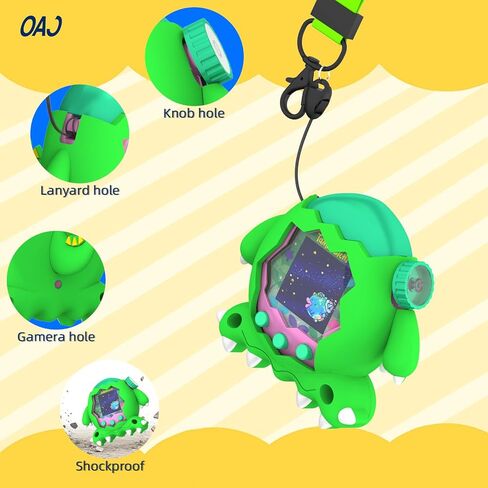 OAJ Silicone case for Tamagotchi Paradise Interactive Toy Digital Pet with Lanyard , Cute Dinosaur Cover Compatible with Tamagotchi Paradise Electronic Pet. in Kuwait