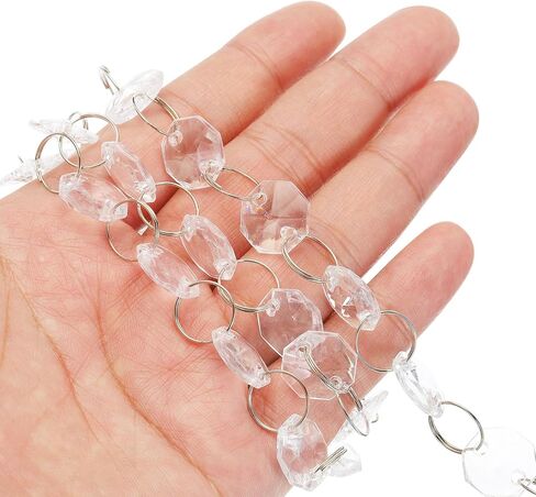 Clear Crystal Garland Strands, 16.4 Ft Acrylic Octagon Chandelier Bead Chains for Craft Wedding Party Home Decorative Jewelry Making Christmas Tree in Kuwait