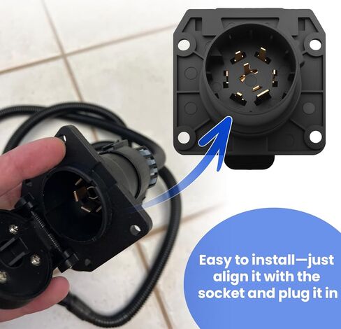 OEM Style Replacement USCAR to RV 7-Way Trailer Plug Adapter, USCAR to 7-Pin Vehicle-Side Female-End Socket for Ford, GMC, Chevy, Dodge, Silverado, Sierra, Factory 7 Pin & Tow Package Required in Kuwait