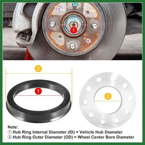 Motoforti 70.1mm to 57.1mm Universal Car Hub Centric Rings Black - Pack of 4 Long-Lasting in Kuwait