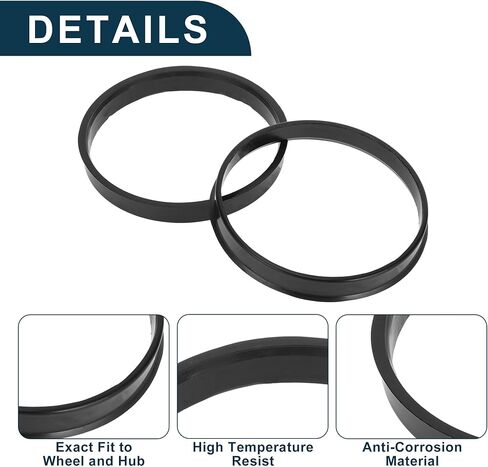 Car Wheel Hub Centric Rings Durable Wheels Center Shaft Shock Absorbing Hubrings Black 4 Pcs OD 78.1mm to ID 72.6mm Polycarbonate Durable Material in Kuwait