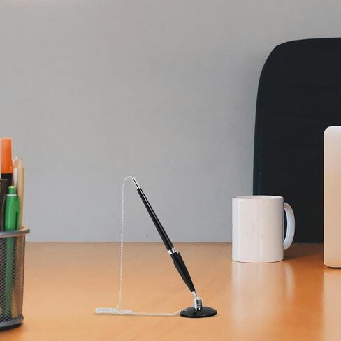Desktop Signature Ballpoint Pen with Adhesive Base and Chain Wear-resistant Office Writing Pen for Counter Use for Reception Desks in Kuwait