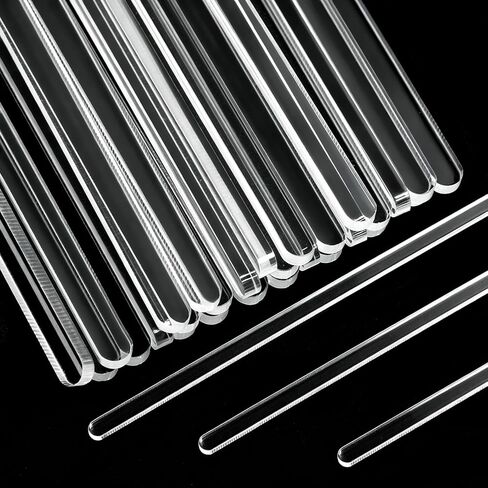 30 Pcs 8" Cake Topper Sticks 5mm Flat Clear Acrylic Sticks Plastic Cake Pop Stick for DIY Cupcake Chocolate Cookie Dessert Decorations in Kuwait