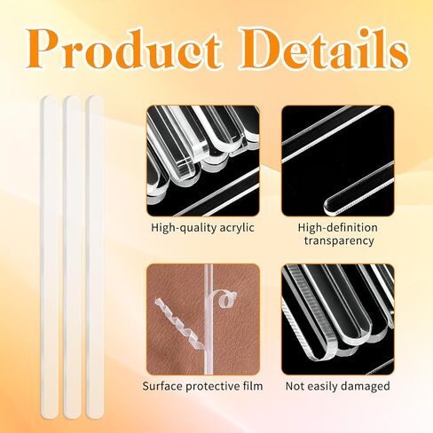 30 Pcs 8" Cake Topper Sticks 5mm Flat Clear Acrylic Sticks Plastic Cake Pop Stick for DIY Cupcake Chocolate Cookie Dessert Decorations in Kuwait