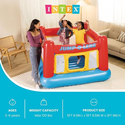 انتكس - منزل القفز القابل للنفخ Jump-O-Lene Trampoline مع باب وشبكة للزحف - بيت لعب نطاط داخلي وخارجي في الفناء الخلفي للأطفال من سن 3 إلى 6 سنوات in Kuwait