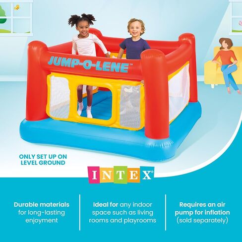 انتكس - منزل القفز القابل للنفخ Jump-O-Lene Trampoline مع باب وشبكة للزحف - بيت لعب نطاط داخلي وخارجي في الفناء الخلفي للأطفال من سن 3 إلى 6 سنوات in Kuwait