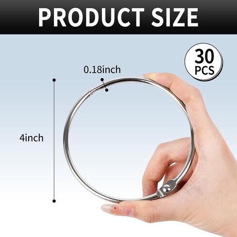 4 Inch 30 Pack Large Binder Rings,Loose Leaf Book Ring for Index Cards, Keychain, School, Home, Office, DIY Craft, Silver in Kuwait