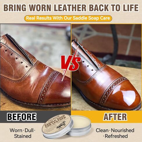 Leather Care for Leather Boots, All-Natural Leather Cleaner and Conditioner, Cleans, Restores, Softens and Protects Boots, Shoes, Bags, Jackets & Furniture, 4.23 Oz Saddle Soap with Sponge in Kuwait