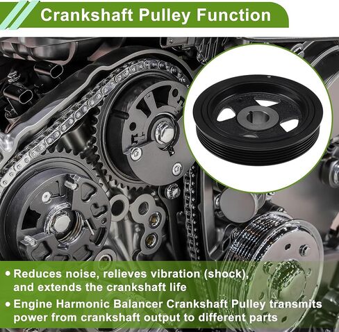 Engine Harmonic Balancer Crank Pulley for Lexus CT200h 2011-2017 for Scion IM 2016 1347037020/134700T010 Steel Balancer Crankshaft Pulley 6 Black in Kuwait