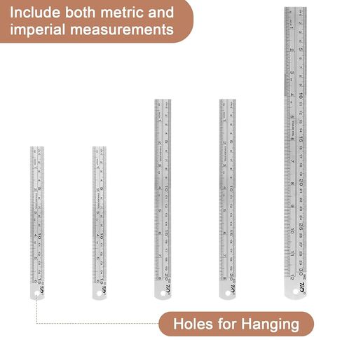 5 Pcs Metal Ruler, 6 Inch, 8Inch, 12Inch Set Stainless Steel Rulers, Straight Edge Double-Sided Markings, Inch and Metric Steel Ruler in Kuwait
