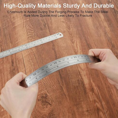 5 Pcs Metal Ruler, 6 Inch, 8Inch, 12Inch Set Stainless Steel Rulers, Straight Edge Double-Sided Markings, Inch and Metric Steel Ruler in Kuwait