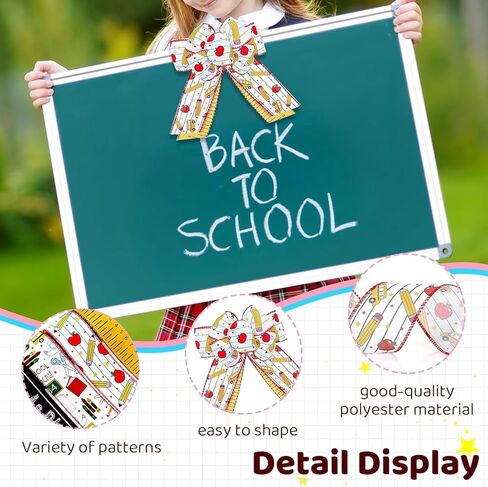 4 Rolls Back to School Ribbon,ABC、Pencil、Apple、Yellow Ruler Ribbon,2.5 Inch 20 Yards Fabric Wrapping Ribbons for Bow Wreath Party Home Decor in Kuwait