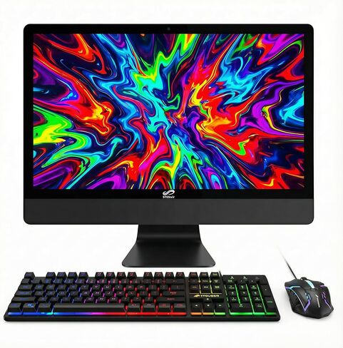 كمبيوتر مكتبي الكل في واحد، شاشة FHD مقاس 23 بوصة، Core i5 3.0G حتى 3.7 جيجا هرتز، 16 جيجا، 512 جيجا SSD، واي فاي، BT 5.0، لوحة مفاتيح RGB وماوس ولوحة ماوس، كاميرا ويب، W10H64 in Kuwait