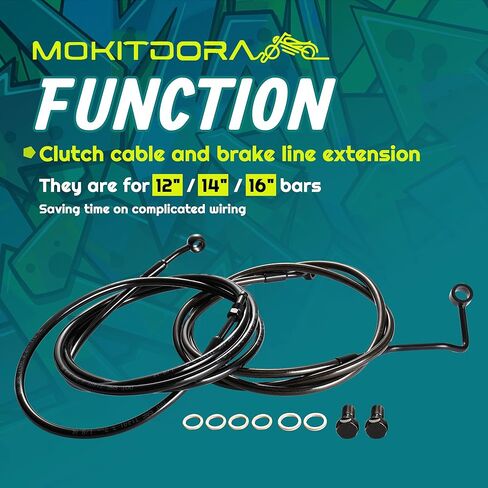 MoKitDora Cable Kit Hydraulic Clutch Upper Brake Lines Stainless Steel Braided Compatible with Harley Touring 2017-2020 Street FLHX Electra Road Glide King FLHT FLHR 16" Handlebar w/ABS, Chrome in Saudi Arabia